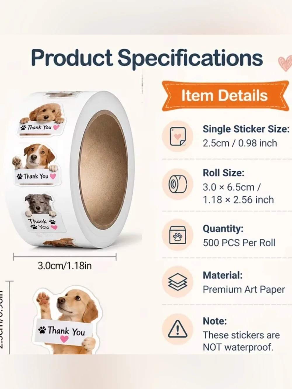 Dog Thank You Stickers - 500 stickers